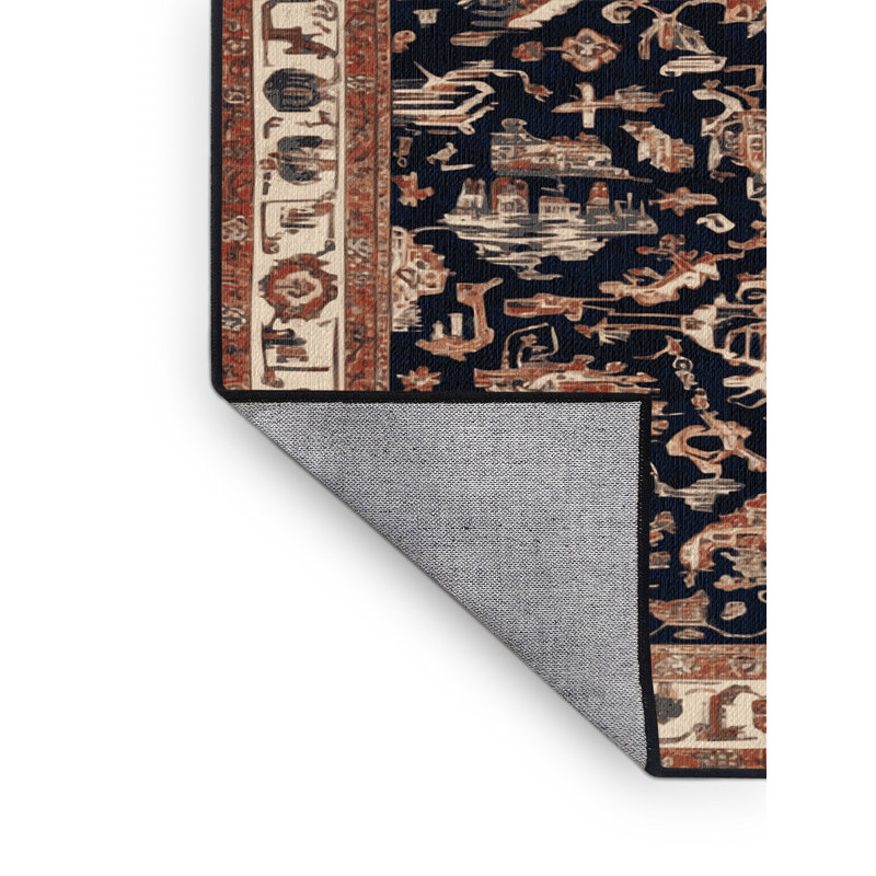 Machine Washable Turkish Brown Area Rug, Carré 6 pi