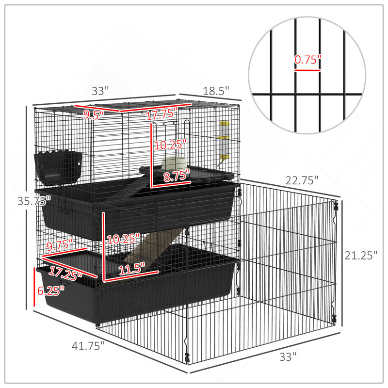 Multi-Level Small Animal Cage With Detachable Playpen, Ideal For Guinea Pigs, Hedgehogs, And Bunnies, Includes Accessories