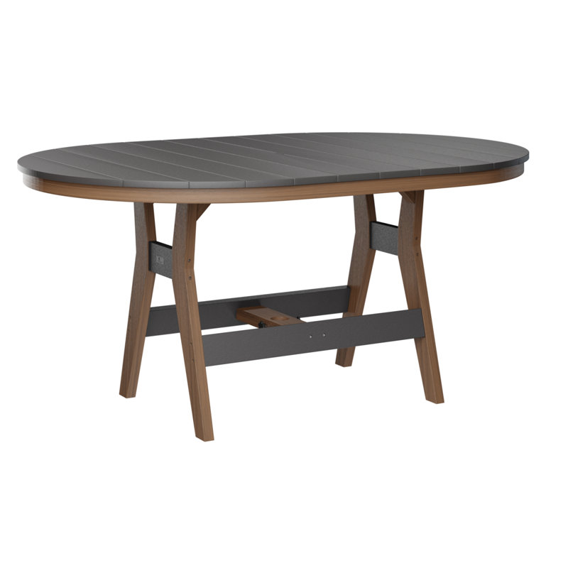 Table de bar berlinoise Berlin, Acajou antique, Gris fumée, 38.87" H x 64" W x 44" D