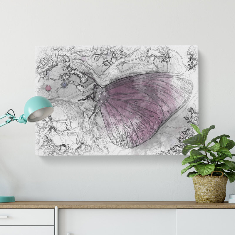 Butterfly Upon A Flower - Wrapped Canvas, 50cm H x 76cm W x 3cm D