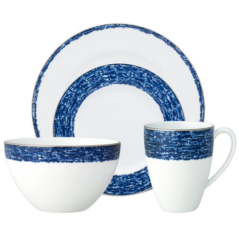 Couvert individuel 4 pièces Noritake Rill, Bleu