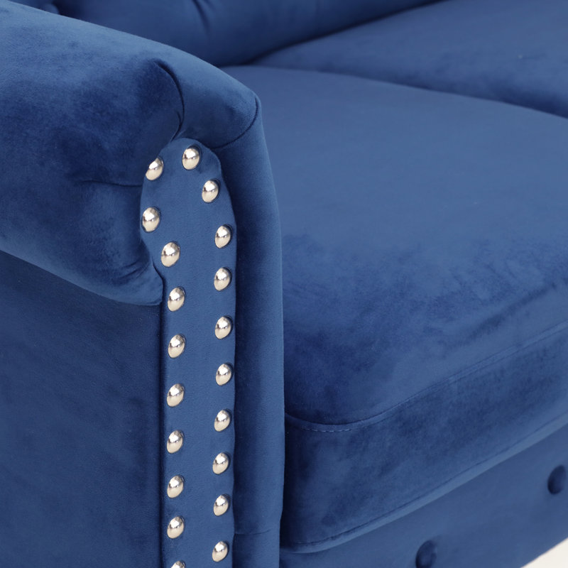 Geertruidenberg 78.8'' Upholstered Sofa, Navy Velvet