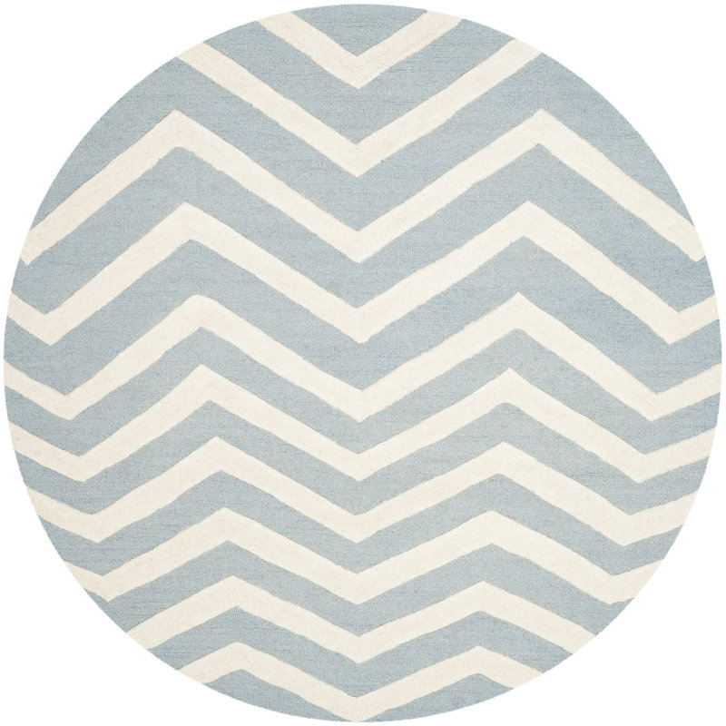 Sanyla Hand Tufted Wool Chevron Rug, Round 6'