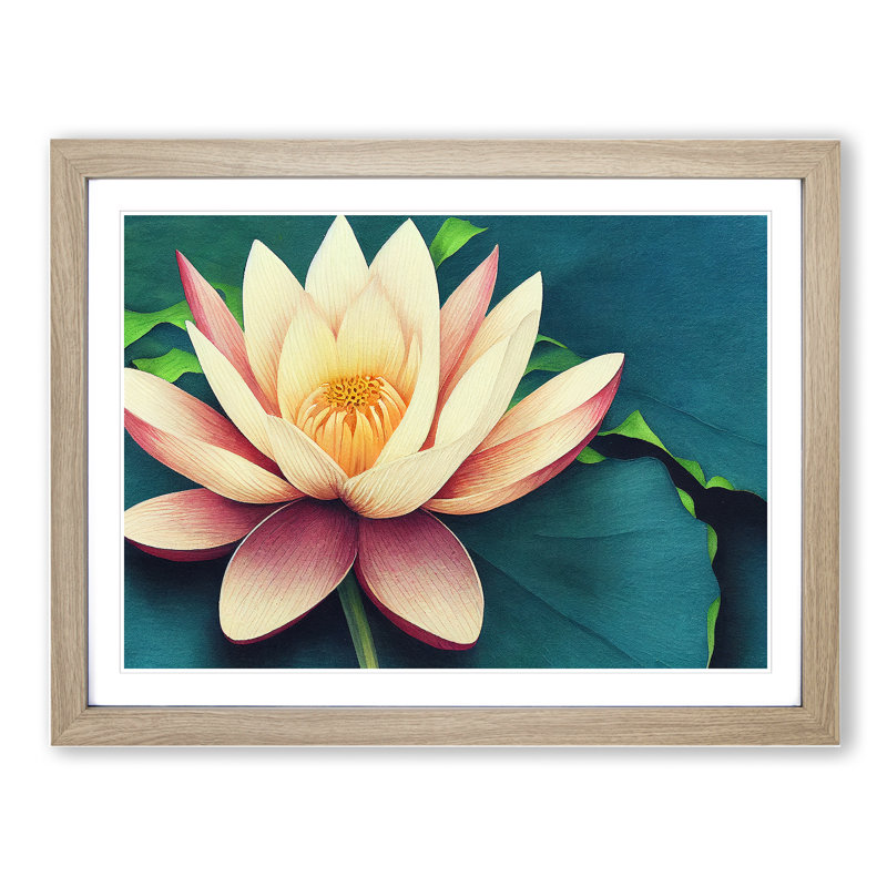 Tantalising Lotus Flower 1 Piece Single Picture Frame Wall Art, 25cm H x 34cm W, Oak