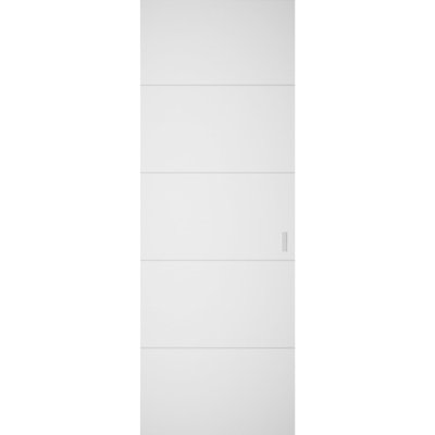 Portes coulissantes modernes affleurantes Hidden Barn Planum 0020 Blanc Soie, finition robuste, ensemble Magic Invisible, 28 po x 80 po
