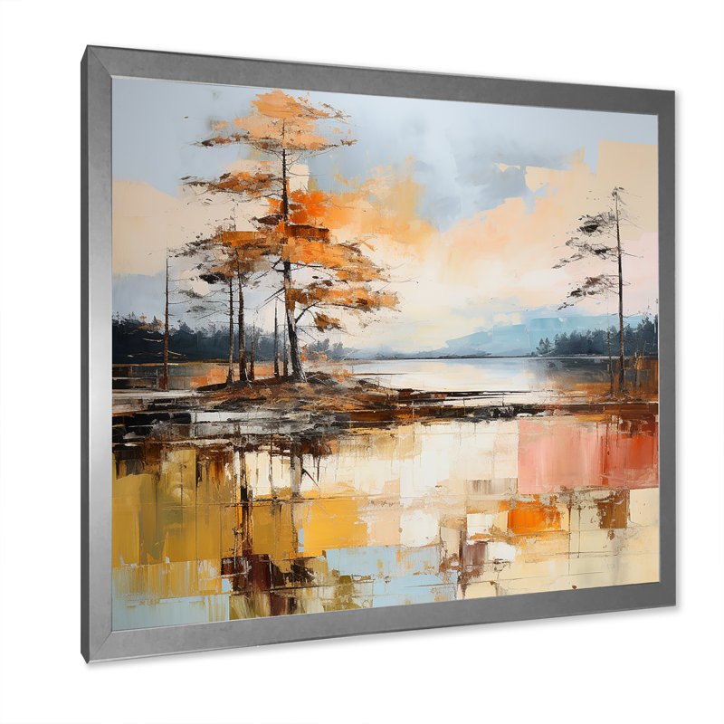 «Lake Summer Charm» sur toile, H 36 po x l 36 po x P 1,5 po, Cadre simple argenté