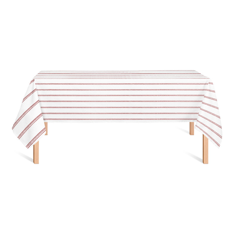 Striped Polyester Tablecloth, Red, 102" L x 58" W