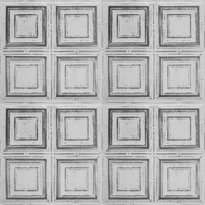 American Tin Cellings Pattern 2' x 2' (24" x 24") Metal Tin Nail-Up Ceiling Tiles and Wall Panels - Four Beveled Squares (Covers 20 Sq ft)