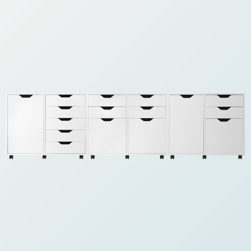 Sutton Multi-Storage 3-Piece Cabinet Set with File Drawer, 26.09"H X 93.36" W X 15.73" D, White