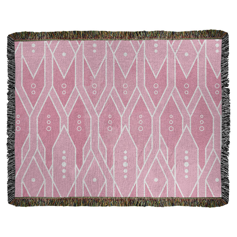 Jeté en coton tissé à motif de treillis Katelyn Elizabeth, Rose