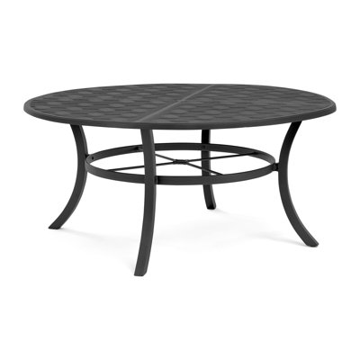 Merge Tables Round Metal Outdoor Dining Table With Umbrella Hole , 60'' in. W 60'' in. D