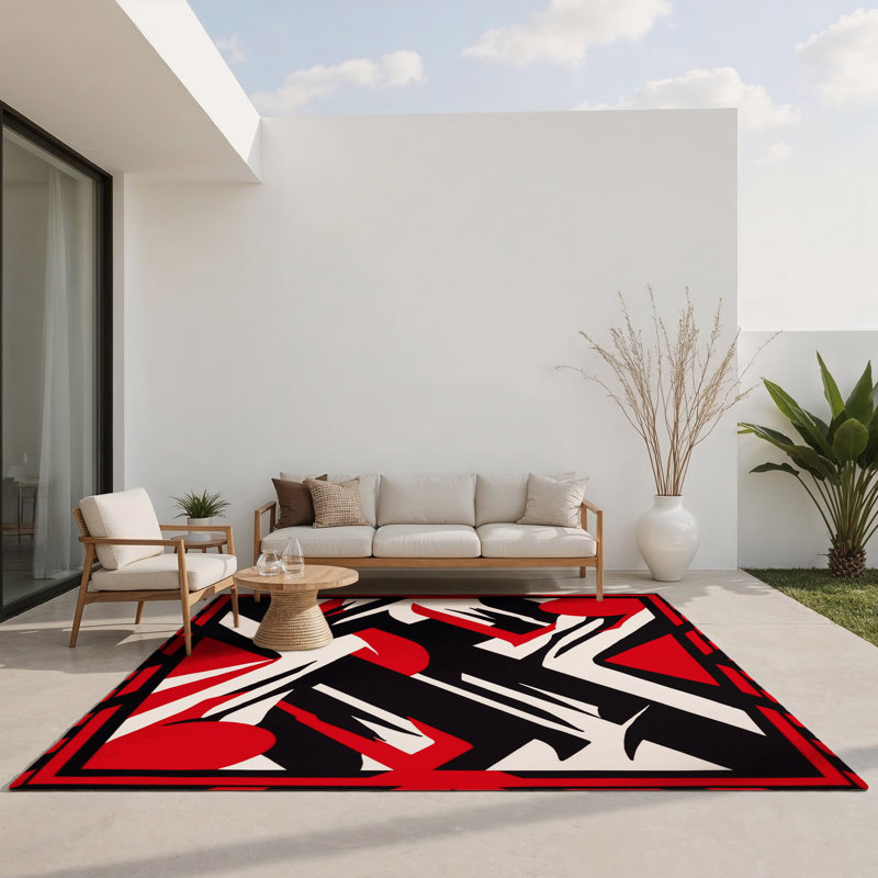 Tapis rouge intérieur et extérieur Reverie, Rectangle 1 pi 6 po x 2 pi 6 po