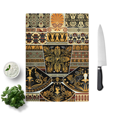 Glass Greek Pattern by Albert Racinet Chopping Board