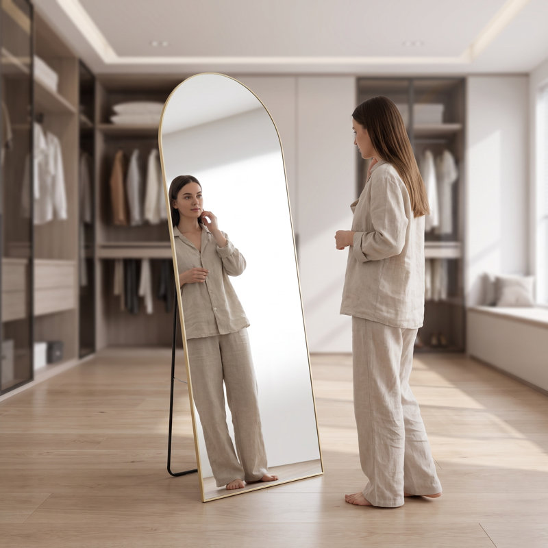 Miroir de plancher pleine longueur en aluminium, 21''×56'', Doré