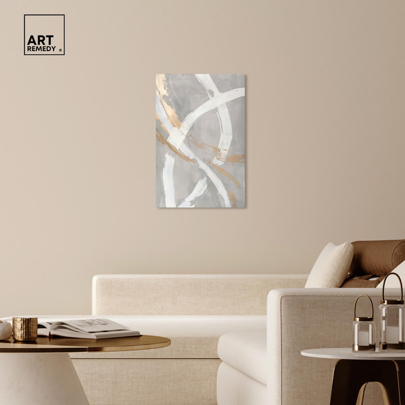 Silvered Spirals Canvas Elegant Gold Abstract by Art Remedy, Wrapped Canvas, 36" H x 24" W
