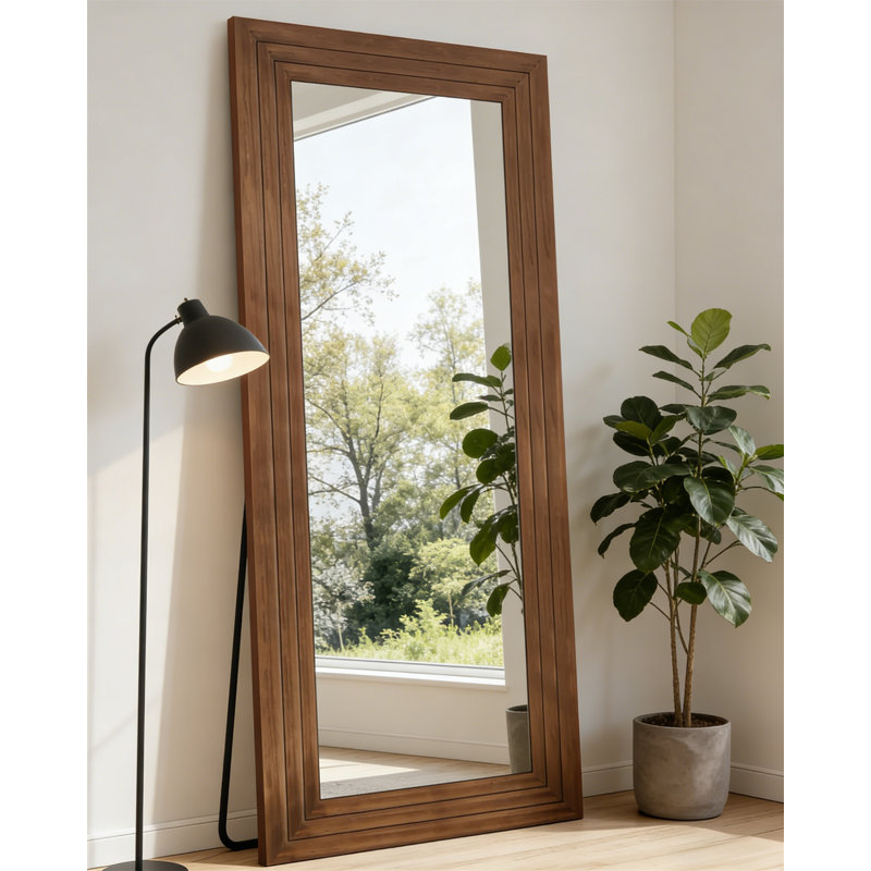 Full Body Mirror, Bracket Floor Mirror, Oversized Vertical Mirror, Large Wall Mounted Mirror, Wall Mounted Mirror, Rectangular Retro Style