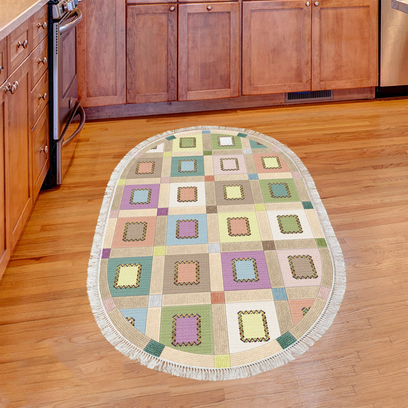 Luxurious Area Rug, 4 ft x 6 ft, 100% Polyamide, 850 g/m², 0.08 in Pile Height | Non-Slip Underside, Machine Washable at 30°C | Easy Clean Fabric, Elegant Powder Colors | Perfect for Living Room & Bedroom Decor