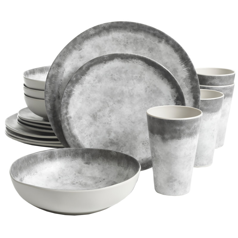 Gray Granite Melamine Dinnerware Set - Service for 4