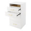 Meuble-lavabo 3 en 1 blanc avec lumières, petite coiffeuse moderne à 3 tiroirs, tabouret caché et miroir rabattable