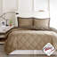 Édredon pour très grand lit de 3 m avec duvet synthétique, matelassé à motif de losanges, 2 taies décoratives, réversible, très grand lavable à la machine, fermeture à glissière pour plus de chaleur-119448464-119448466