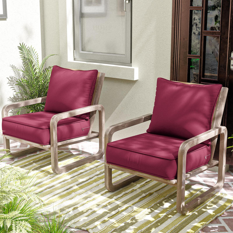 Coussin de siège / dossier d'extérieur, L 19 po x P 19 po, Rouge / fuchsia