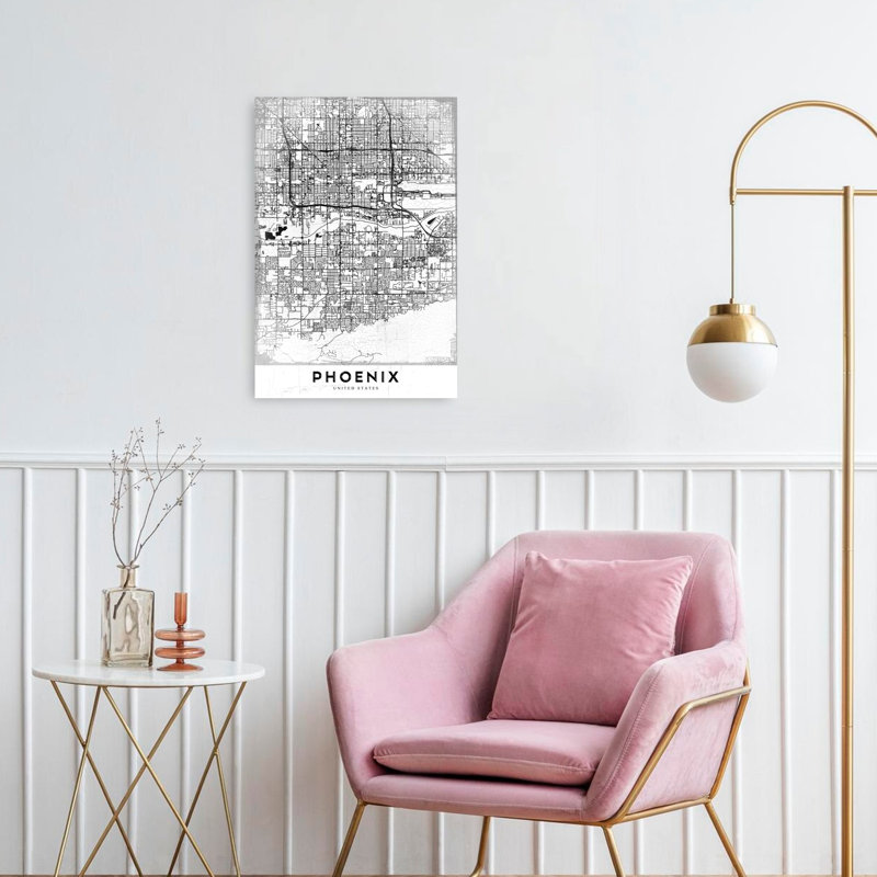 Phoenix Street Map Abstract Contemporary Architecture City Wall Art Print 1 Piece Wrapped Canvas Wall Art