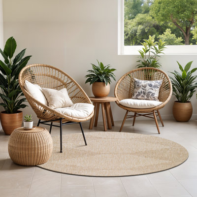Brittany Round Indoor & Outdoor Boho Beige Rug