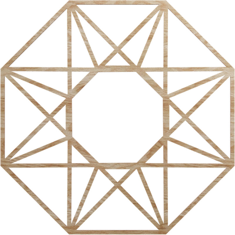 Médaillon de plafond en bois ajouré 28 po x 28 po x P 7/8 po x P 1/4 po Guardian, Chêne rouge, H 36 po x l 36 po x P 0,38 po