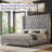 Duluth California King Gray Diamond-Tufted Wingback Upholstered Platform Bed-413886741-456860635