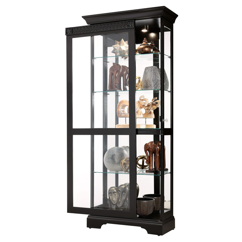 Brigid Black Satin Transitional Lighted Curio Cabinet