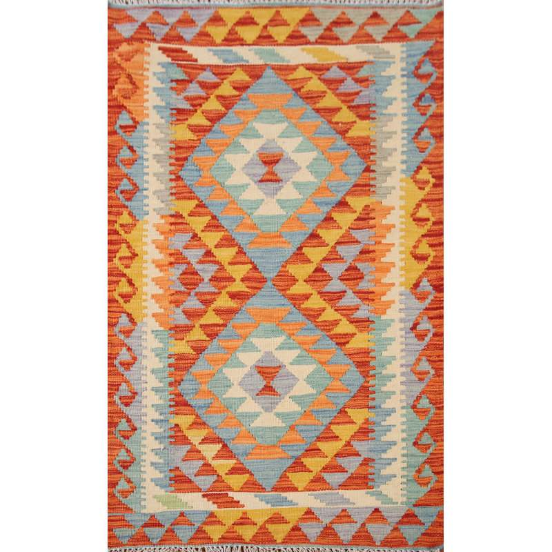 South Western Wool Kilim Oriental Rug 3x4