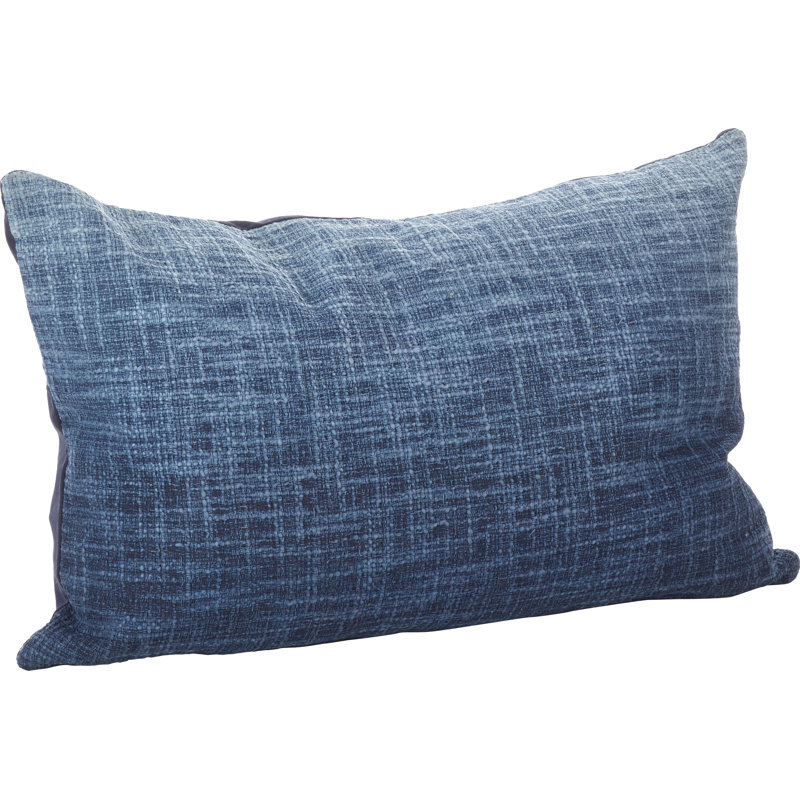 Lancaster Ombre Cotton Down Lumbar Pillow, Navy Blue