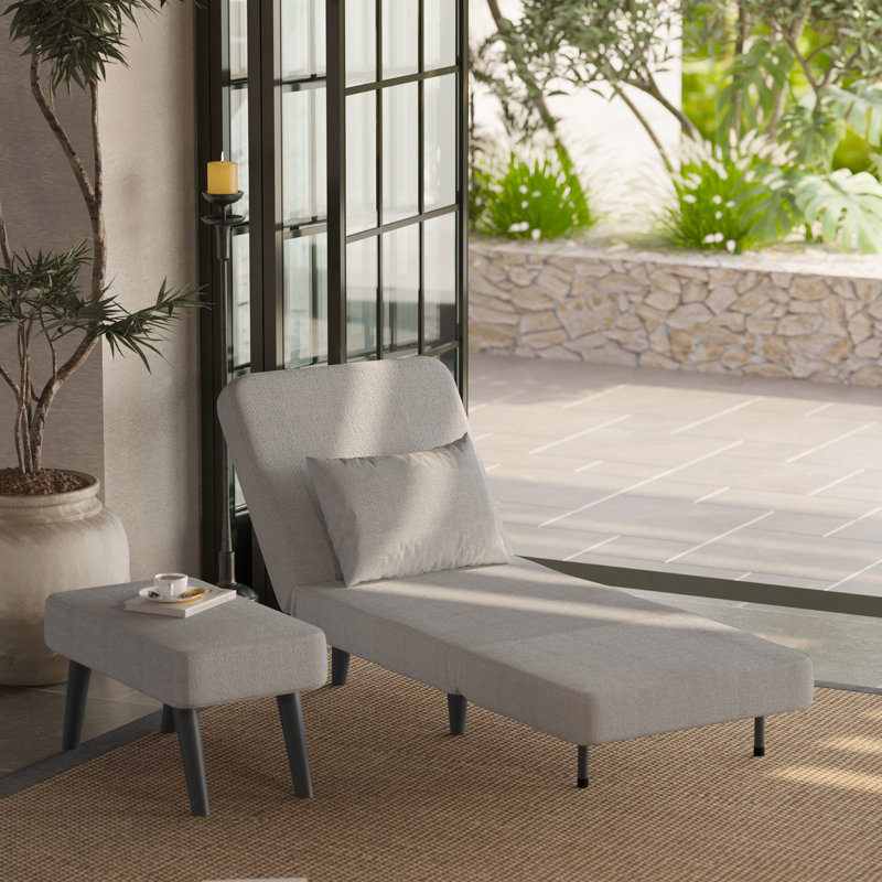 Chaise longue convertible avec coussin, Beige