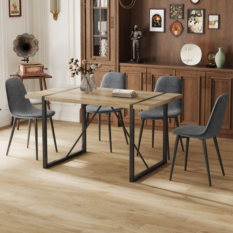 Ensemble de table et chaises, chaises d'appoint rembourrées, Gris