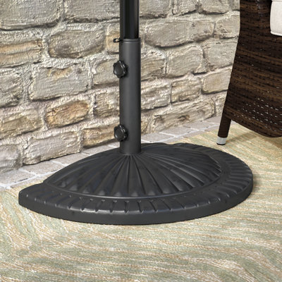 28 lbs. Black Polystone Half-Round Weighted Outdoor Umbrella Base for Patio Half Umbrellas
