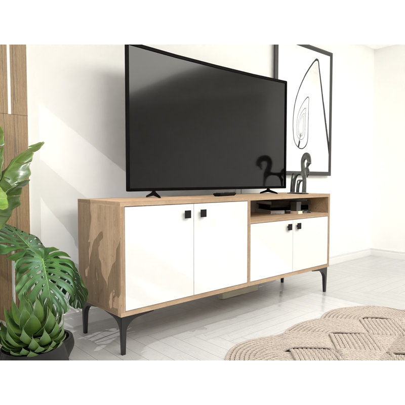 Keikei Unfinished TV Stand, White