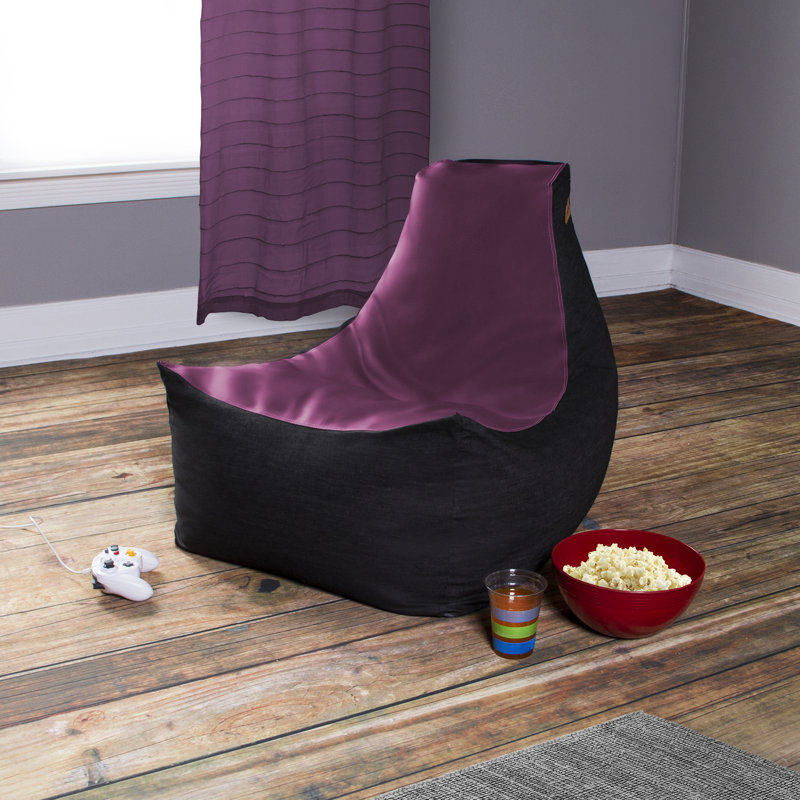 Pixel Gamer Bean Bag Chair - Game Room/Home Theater Bean Bag Chair, Premium Vinyl - Dark Denim, Purple