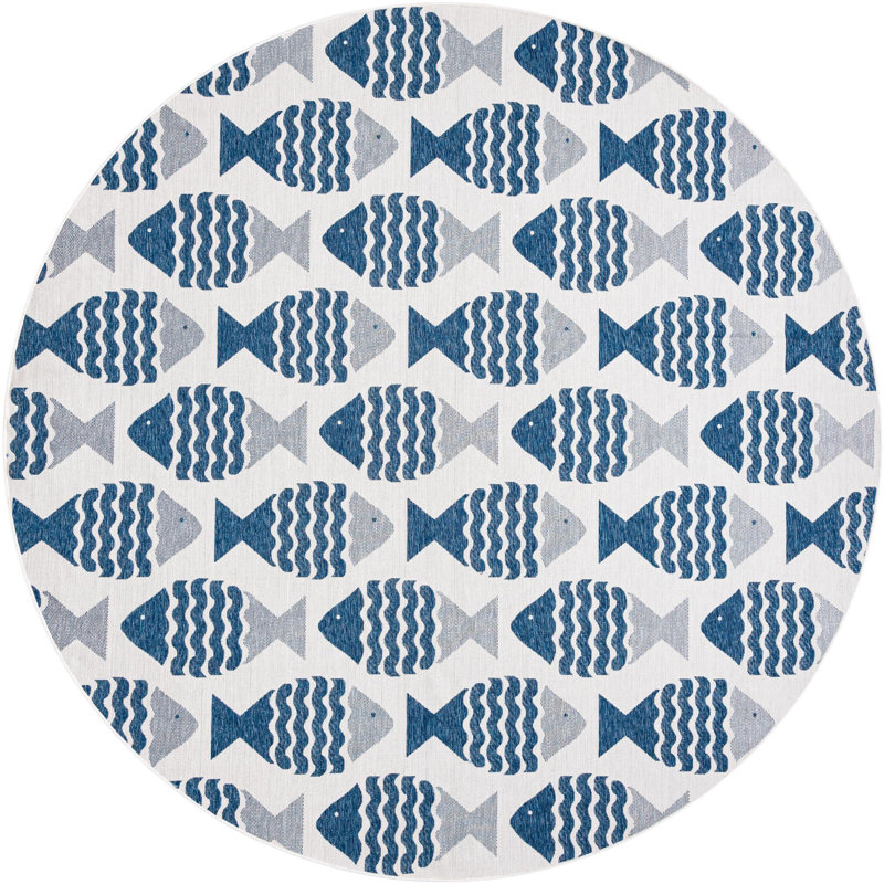 Tapis contemporain bleu marine Daitzman, Rond 12 pi