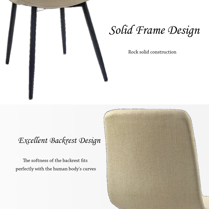 Chaises de cuisine rembourrées en métal Modern (ensemble de 4), Beige