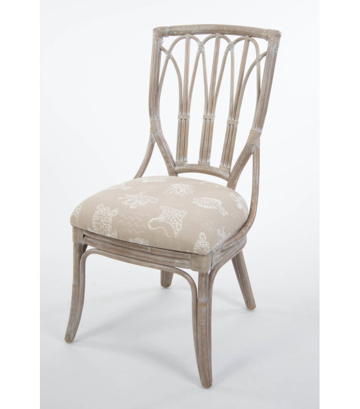 Chaise rembourrée Chanavia Cuba, Bois flotté rustique, Blanc antique Marshall