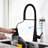 Kitchen Faucet With Pull Down , Matte Black Stainless Steel Texture, Corrosion Coating, 360 Rotating Nozzle For Simple Water Usage Steel, Access
