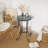 Patio Side Table with Shelf,Blue+Black