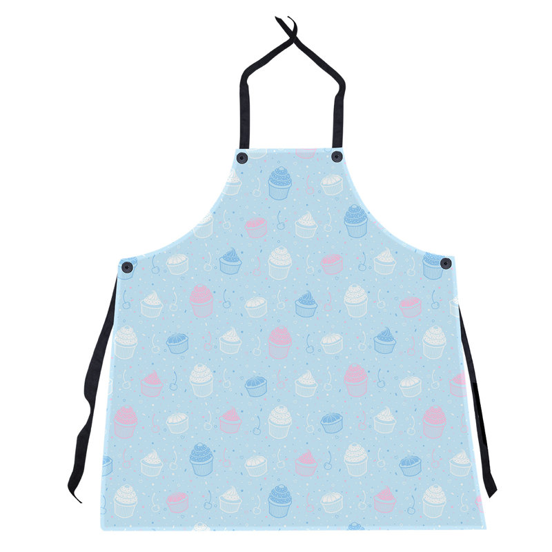 Tablier classique à motif petits gâteaux, Bleu / Rose