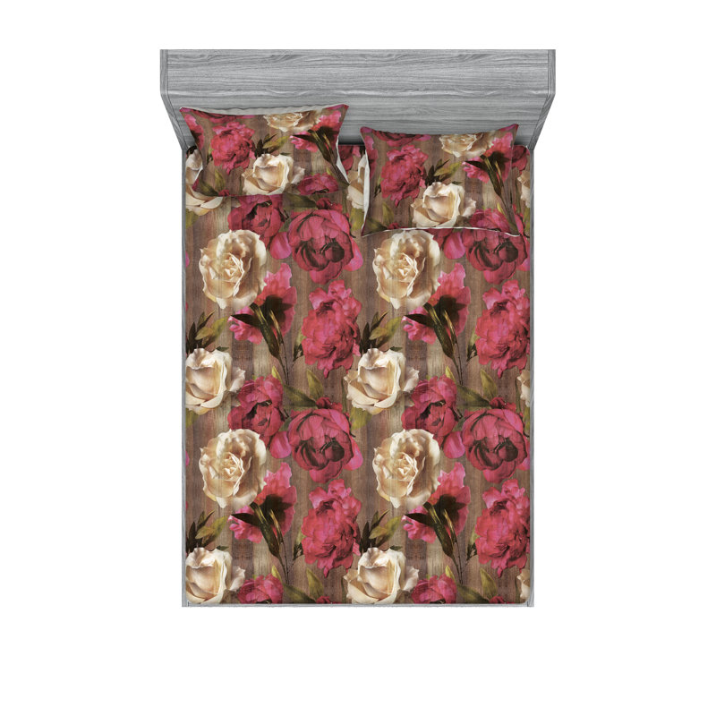 Drap-housse et taies décoratives 3 pièces Ambesonne, Ensemble de draps pour grand lit avec 2 taies d'or
