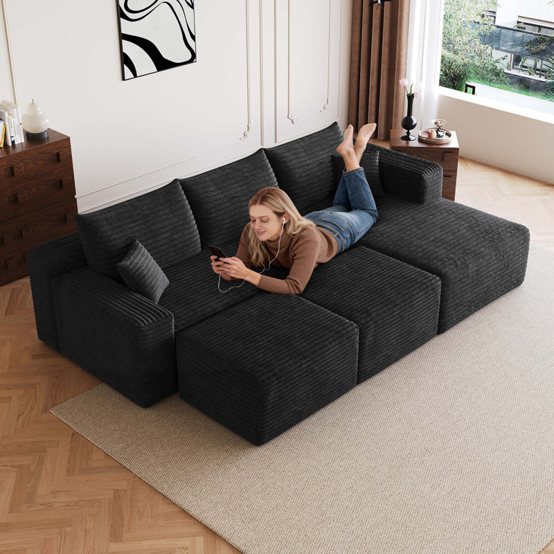 Canapé d'angle Cloud de 241 cm avec 2 poufs, canapé modulaire en forme de U, sans assemblage requis, Symmetrical
