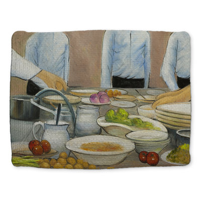 Napperon en polyester tressé bleu | Décoration de cuisine moderne