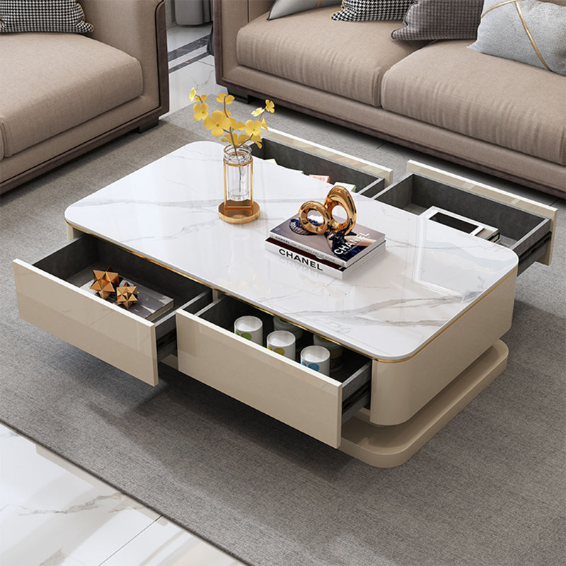 Light luxury rectangular rock table, 18.1" H x 47.2" L x 23.6" W