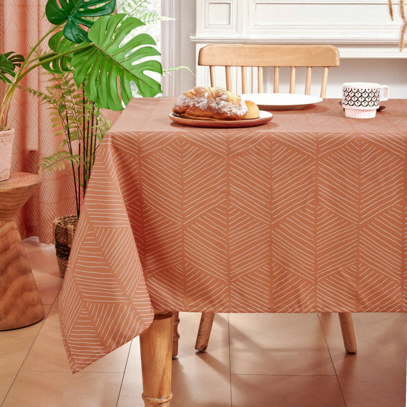 Geometric Patterned Tablecloth, 1 PCS, 54" x 72", Orange