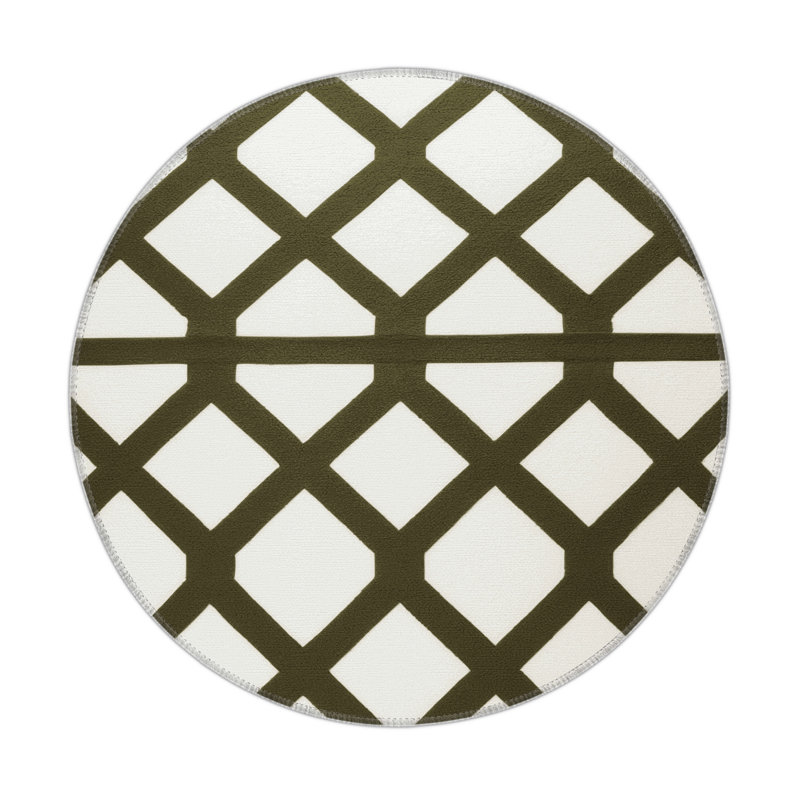 Tapis blanc intérieur et extérieur Trellis, Rond 5 pi