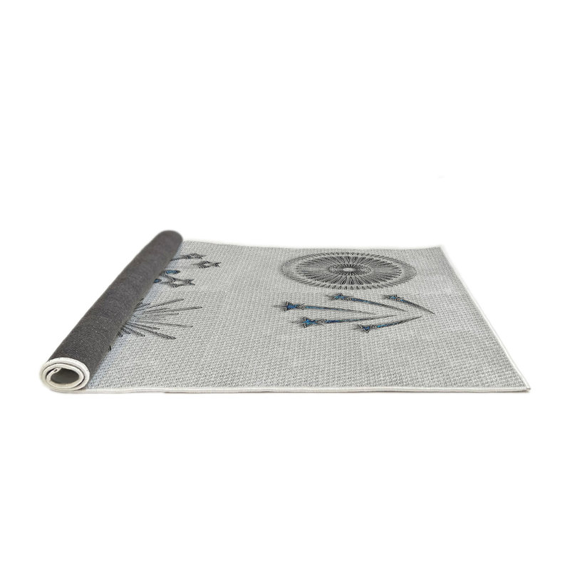 Tapis gris/zone noire à motifs, Rond 4 pi